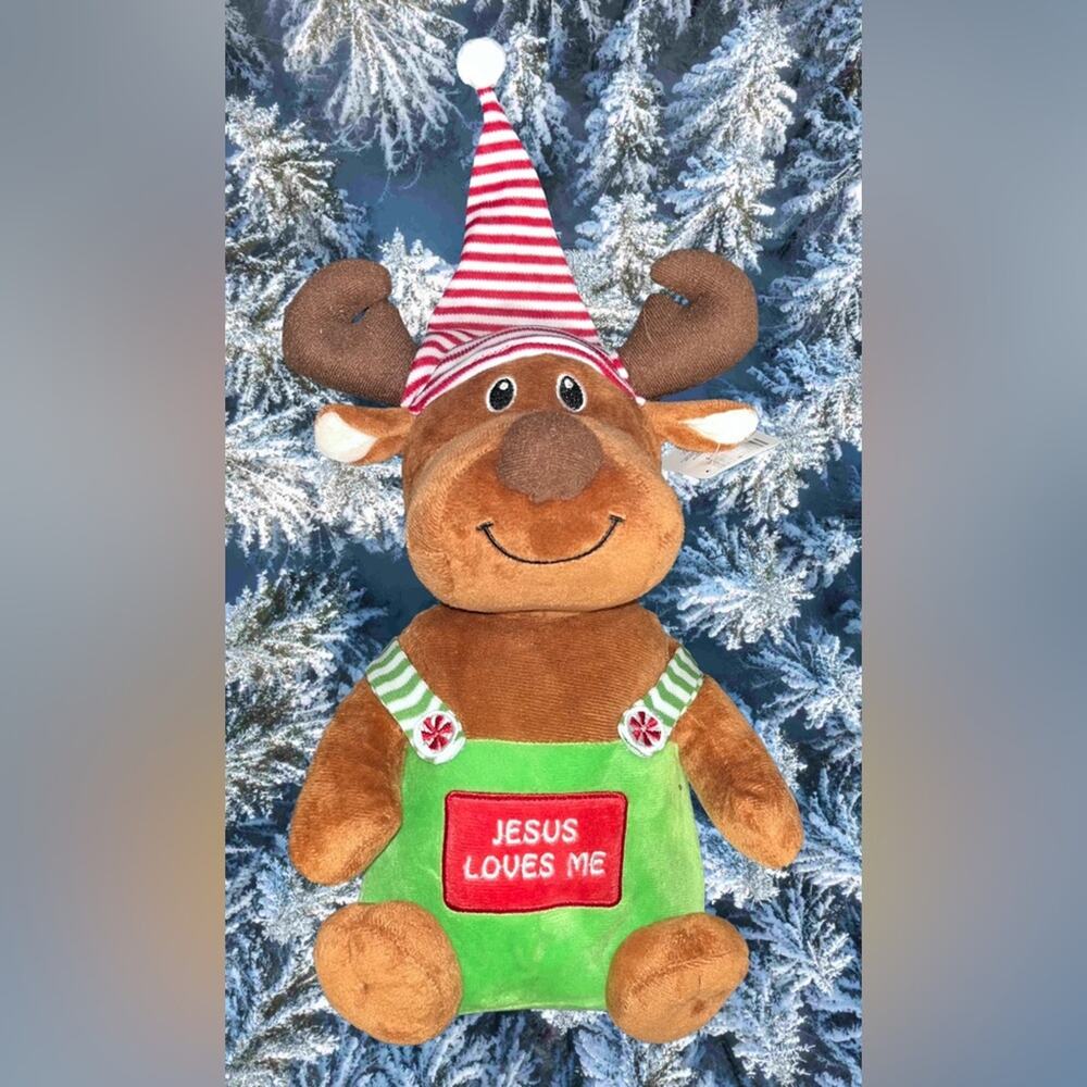 NWT! Reindeer 11" Plush ‘Jesus Loves Me’ Christmas Stuffed Animal Soft Toy